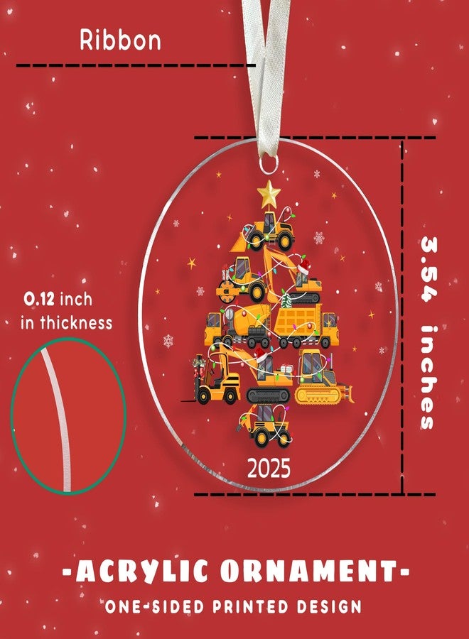 HUNIGIFT Christmas Ornaments for Kids - Kids Ornaments for Christmas Tree - Excavator Gifts for Kid, Child, Boy, Teen, Toddler - Excavator Construction Dump Truck Ornament - Acrylic Ornament 2025 - Image 2